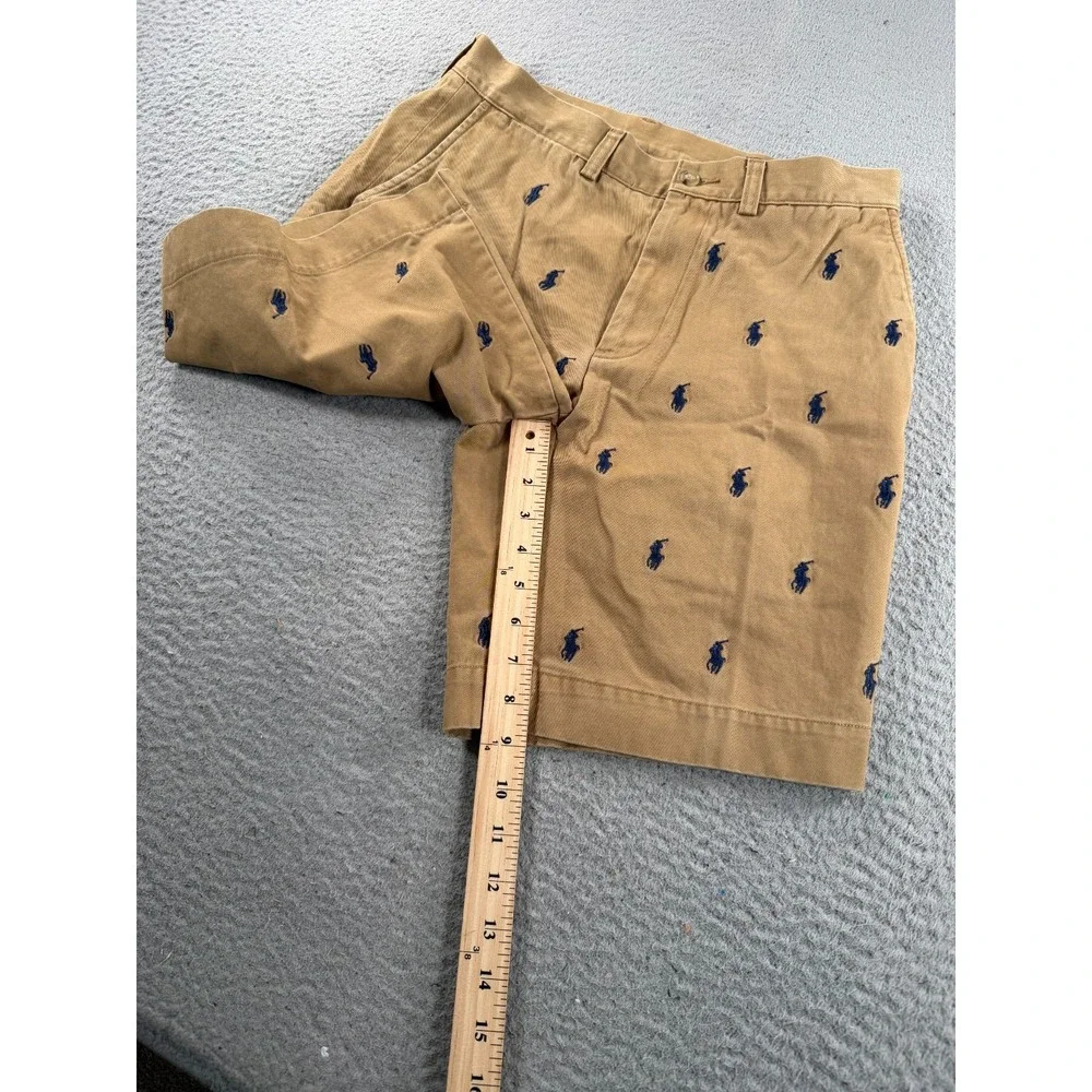 Polo Ralph Lauren Chino Shorts Mens 29 All Over Pony logo Khaki Classic Fit